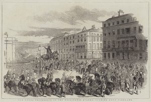 La gran procesión de la estatua de Wellington, girando por Park-Lane de John Gilbert